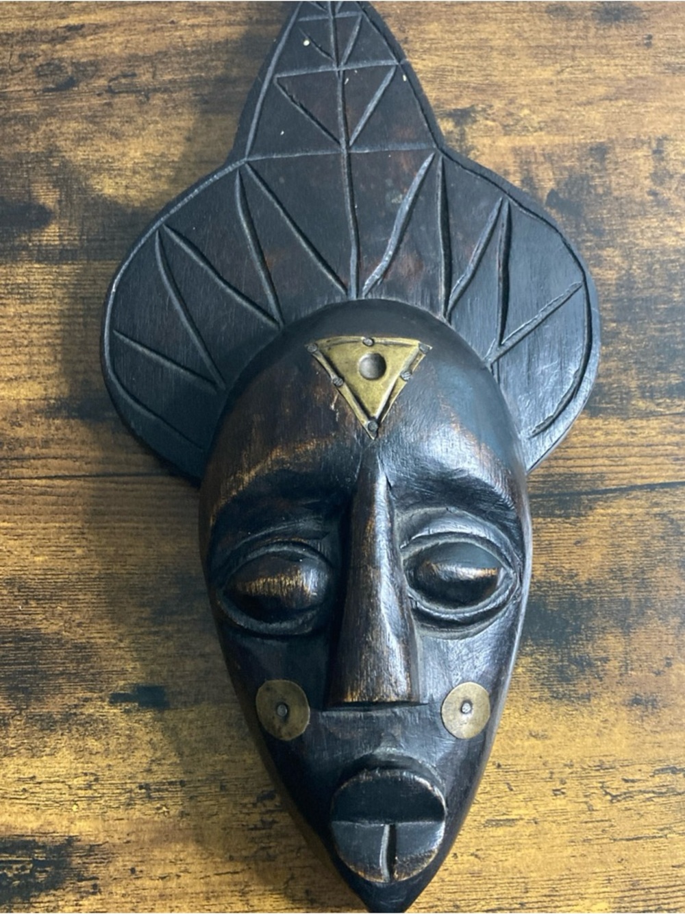 Vintage Wood Tribal African Mask Handcrafted Ghana